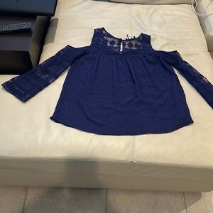 INC International Concepts Navy Blue Lace Blouse